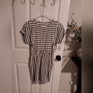 Relished Gray and White Striped Dress. Small.
